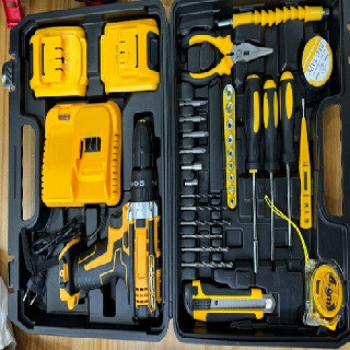 SET CON TALADRO RECARGABLE CON HERRAMIENTAS DW-22