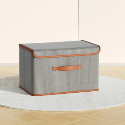 ORGANIZADOR DE ROPA CON TAPA MEDIANO GRIS