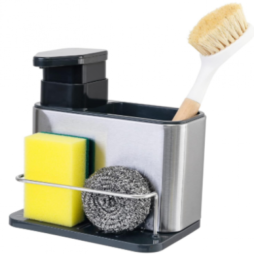 DISPENSADOR DE JABON CON SOPORTE PARA ESPONJA BJ-189 ( UND X CAJA)