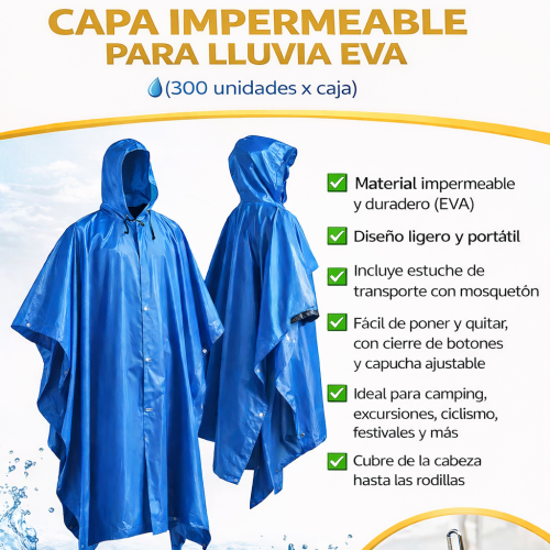 CAPA IMPERMEABLE PARA LLUVIA EVA (300 UND X CAJA) 1077/1009