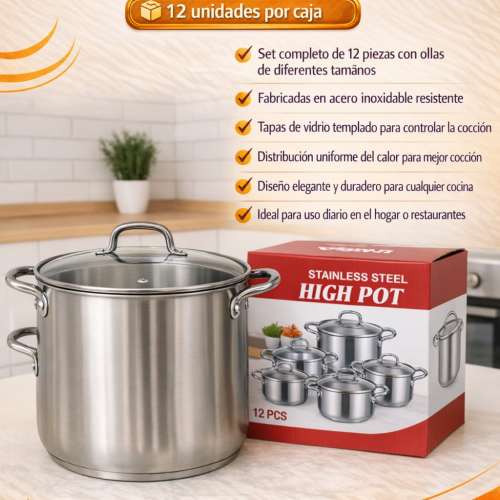 JUEGO DE OLLAS PLATEADO  (12 UND X CAJA)