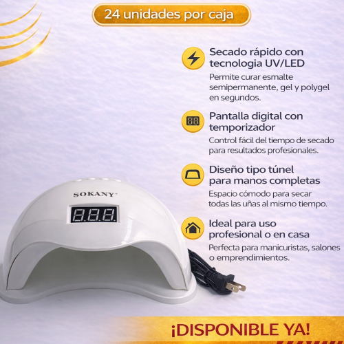 LAMPARA PARA UÑAS CON LUZ LED UV (24 UND X CAJA)