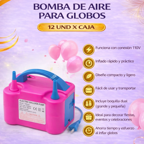 BOMBA DE AIRE PARA GLOBOS (12 UND X CAJA)