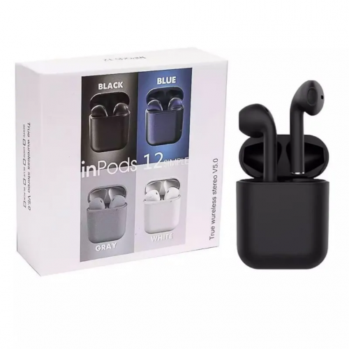 AUDÍFONOS INPODS 12 NEGRO (100 UND X CAJA)