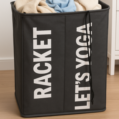 HAMPER/ CESTA DE ROPA SUCIA 2 DIVISIONES GRIS