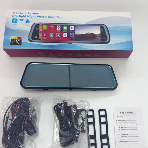 RETROVISOR/CAMARA PARA CARRO GRABADOR 9.66PG CARPLAY- ANDROID (20 UND X CAJA) 904