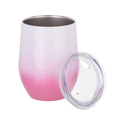 VASO CON TAPA BLANCA CON ROSADO 350 ML PARA SUBLIMACION CALIDAD AAA