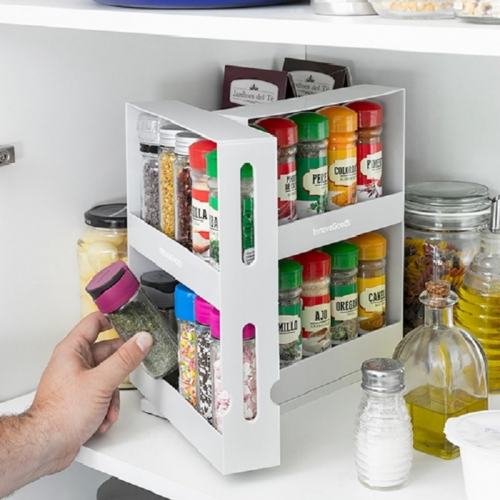 ORGANIZADOR DE ESPECIAS DESLIZANTE Y GIRATORIO  20 BOTELLAS